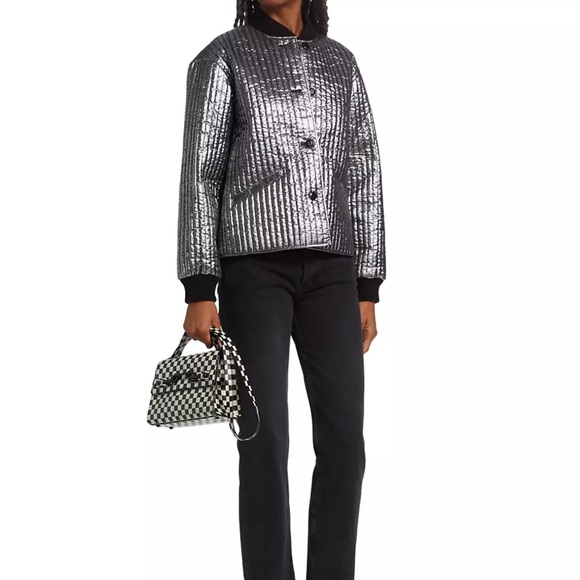 The Great. Quilted Metallic Bomber Jacket - Picture 6 of 6